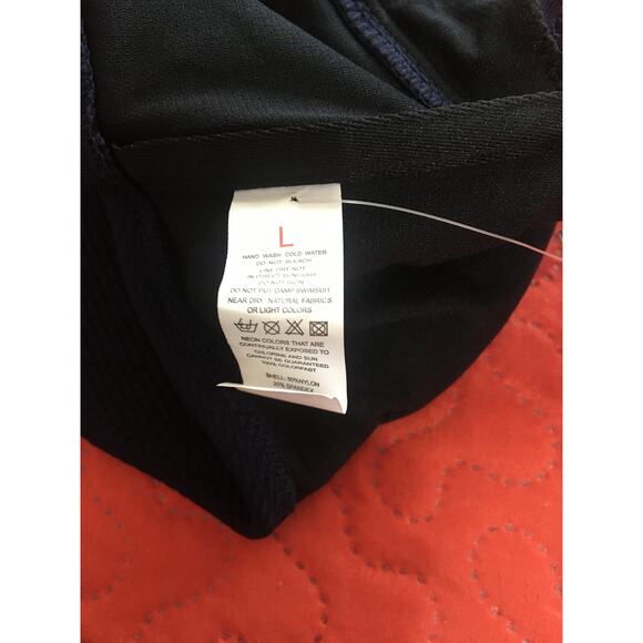 NWT Navy Blue Molybell Size L Two Piece One Strap Bathing Suit, High Waist - Picture 4 of 6